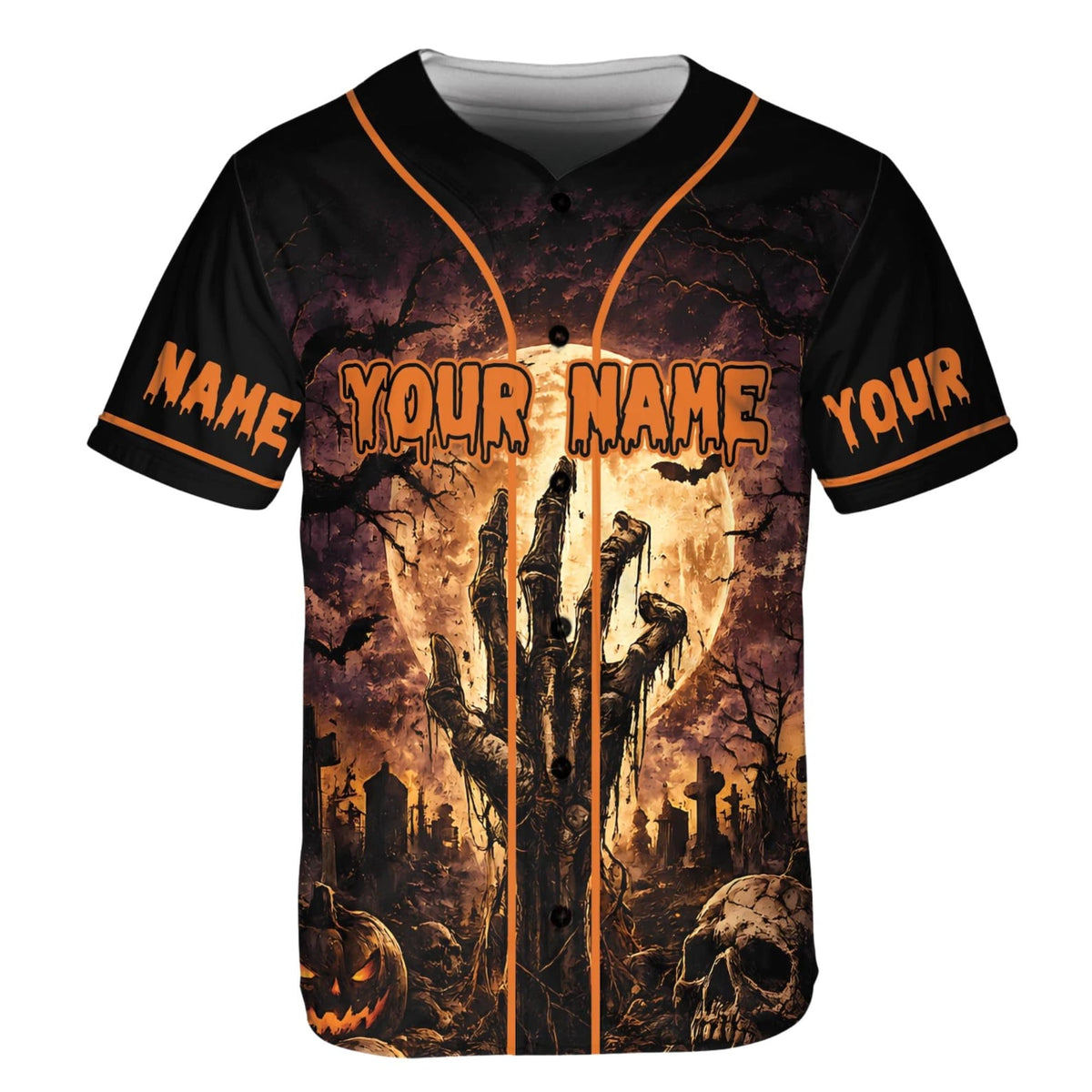 Personalized Zombie Skull Halloween Baseball Jersey