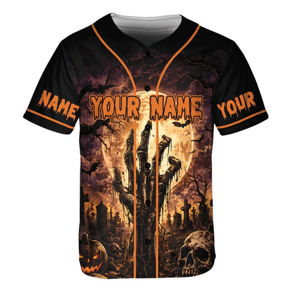 Personalized Zombie Skull Halloween Baseball Jersey