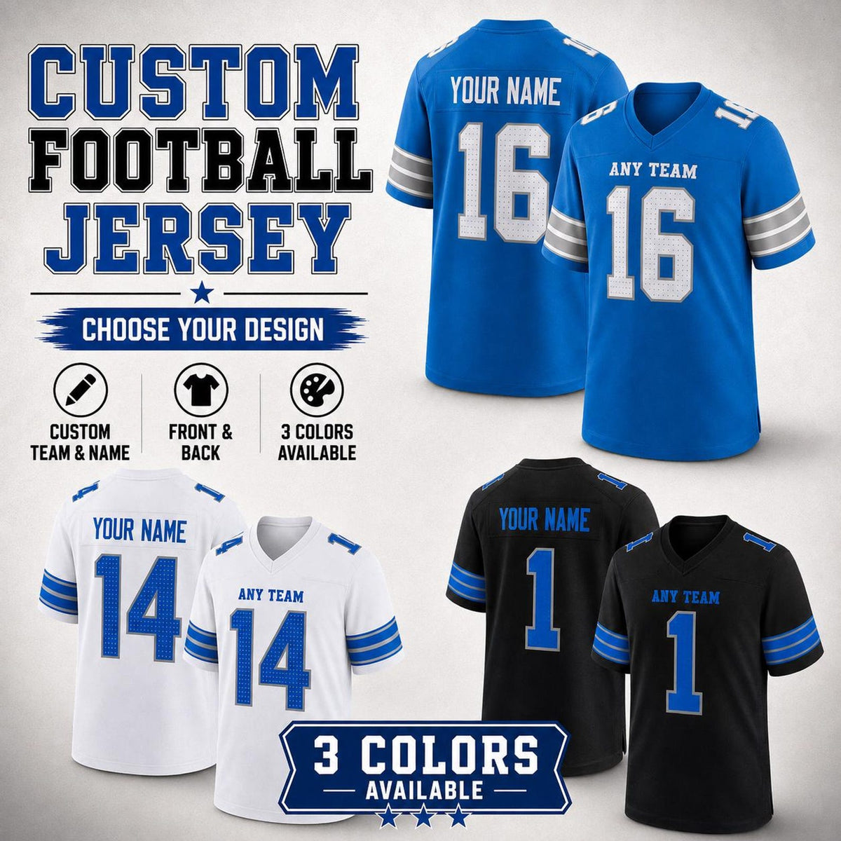 Detroit Lions Jersey + Full Logo