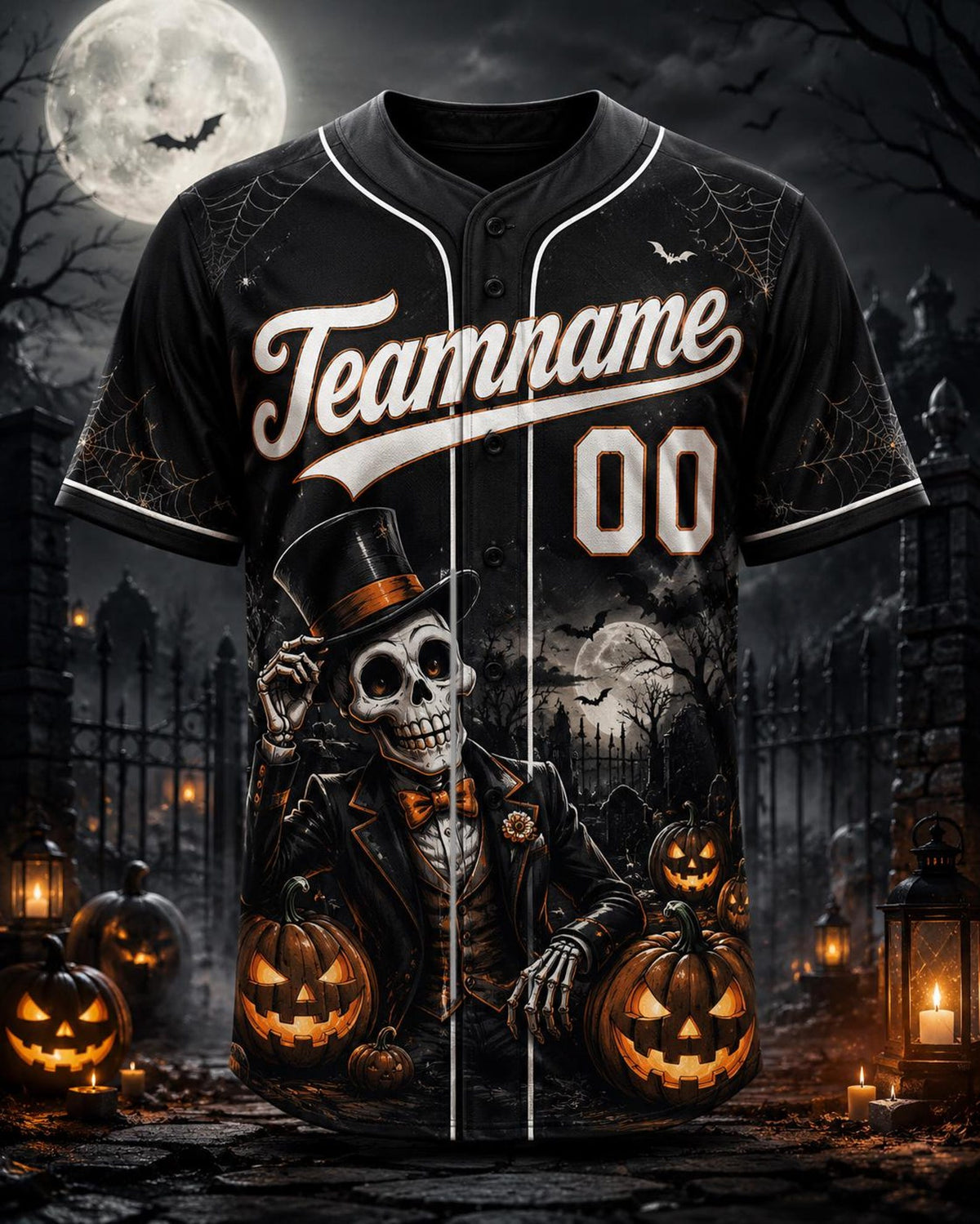 Personalized Skeleton Halloween Baseball Jersey