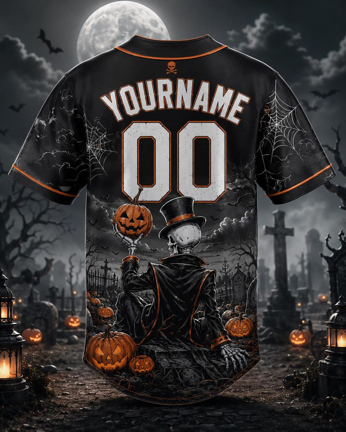 Personalized Skeleton Halloween Baseball Jersey