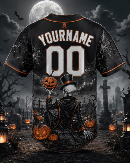 Personalized Skeleton Halloween Baseball Jersey