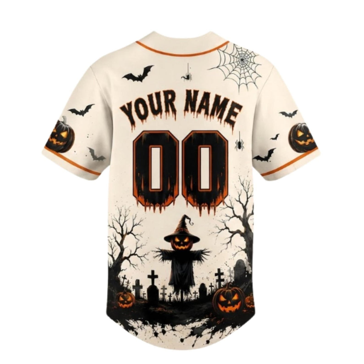 Personalized Haunted House Pumpkin Halloween Baseball Jersey