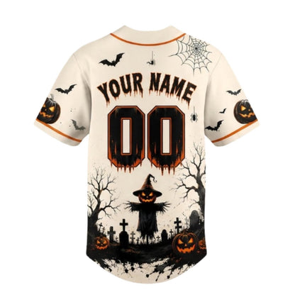 Personalized Haunted House Pumpkin Halloween Baseball Jersey