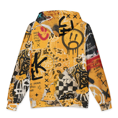 Bandana Graffiti Urban Patchwork Hoodie - Zip Up Hoodie