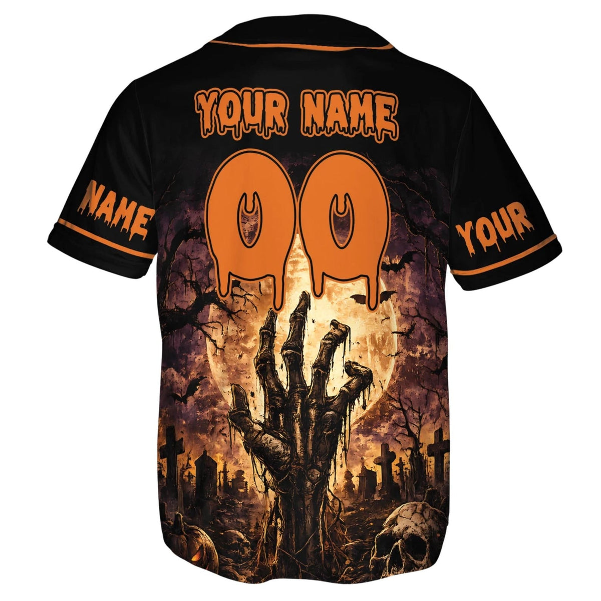 Personalized Zombie Skull Halloween Baseball Jersey