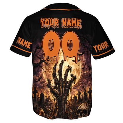 Personalized Zombie Skull Halloween Baseball Jersey