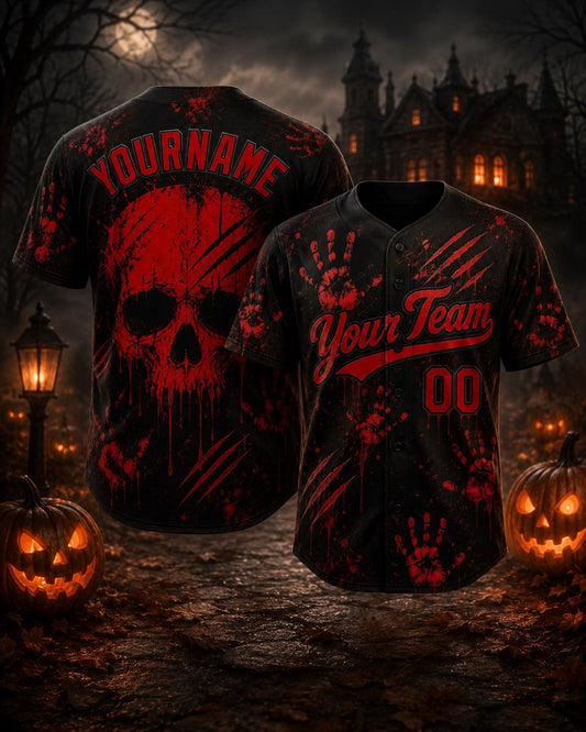 Personalized Halloween Baseball Jersey, Custom Skull Jersey, Unisex Group Shirt, Matching Team Jersey, Custom Name Number, Spooky Gift