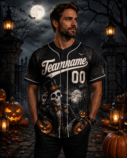 Personalized Skeleton Halloween Baseball Jersey