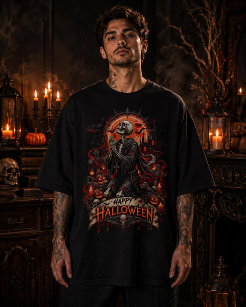 Praying Skeleton Halloween Shirt, Gothic Horror Shirt