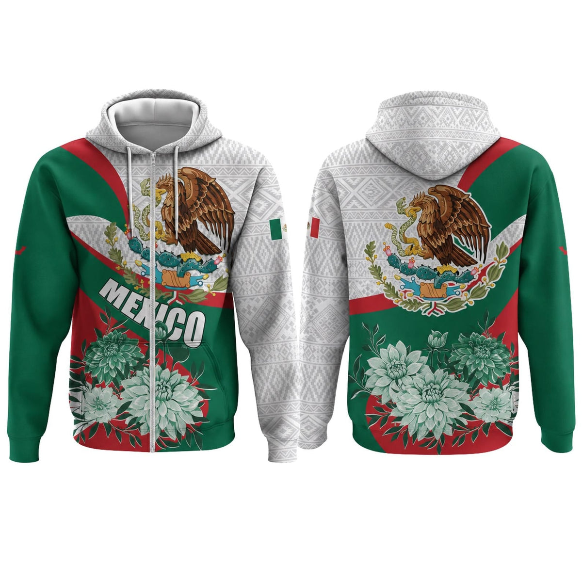Mexico Zip Hoodie, Mexican Eagle Pride Jacket, Unisex Heritage Gift for Men and Women