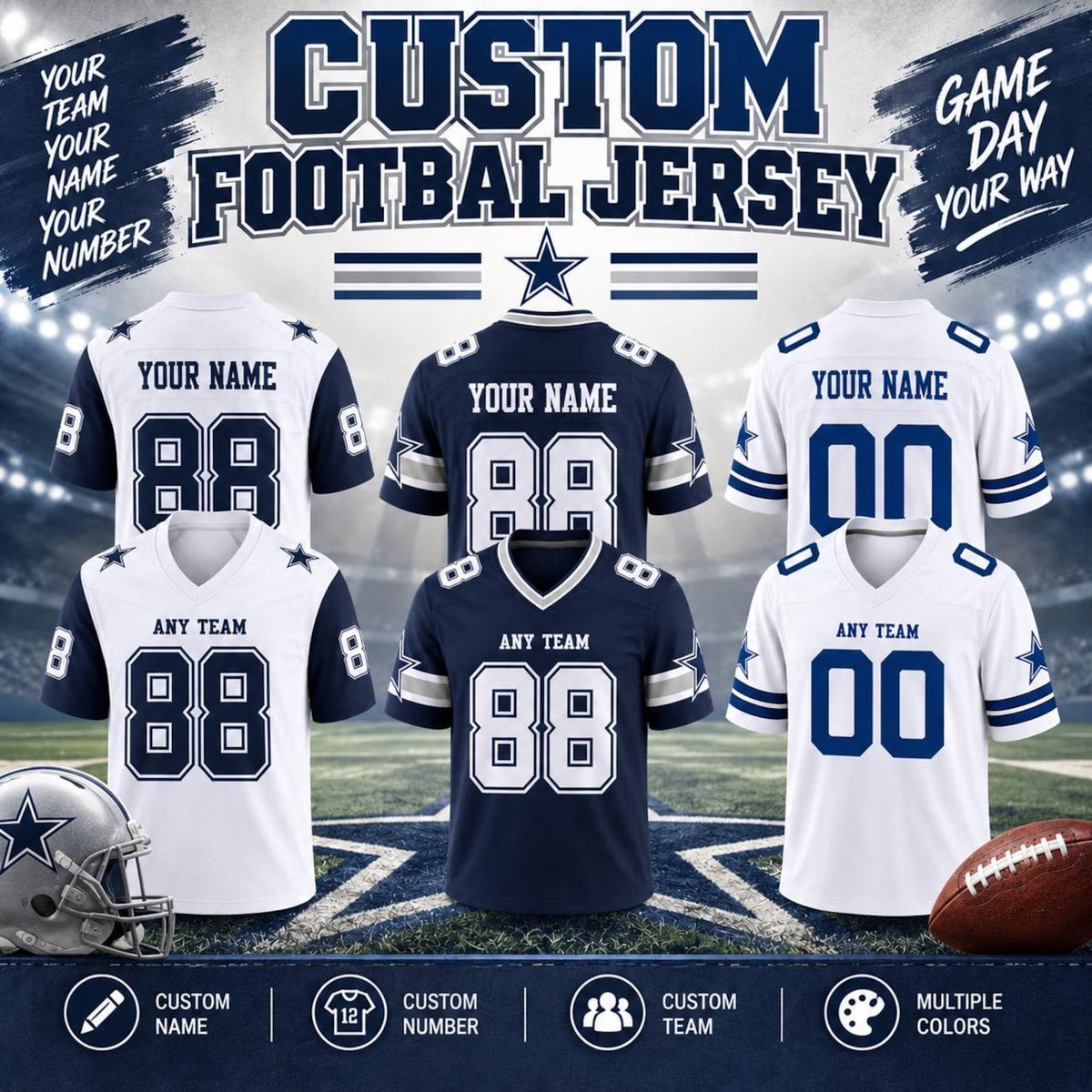 Dallas Cowboys Jersey + Full Logo