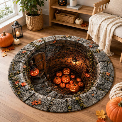 Halloween 3D Skeleton Optical Illusion Round Doormat
