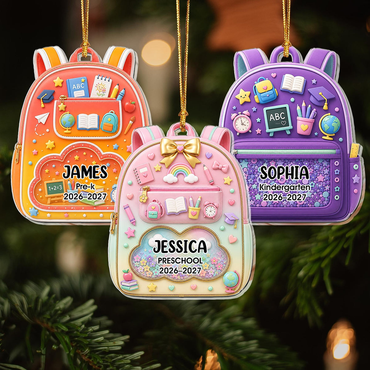 Personalized School Backpack Ornament