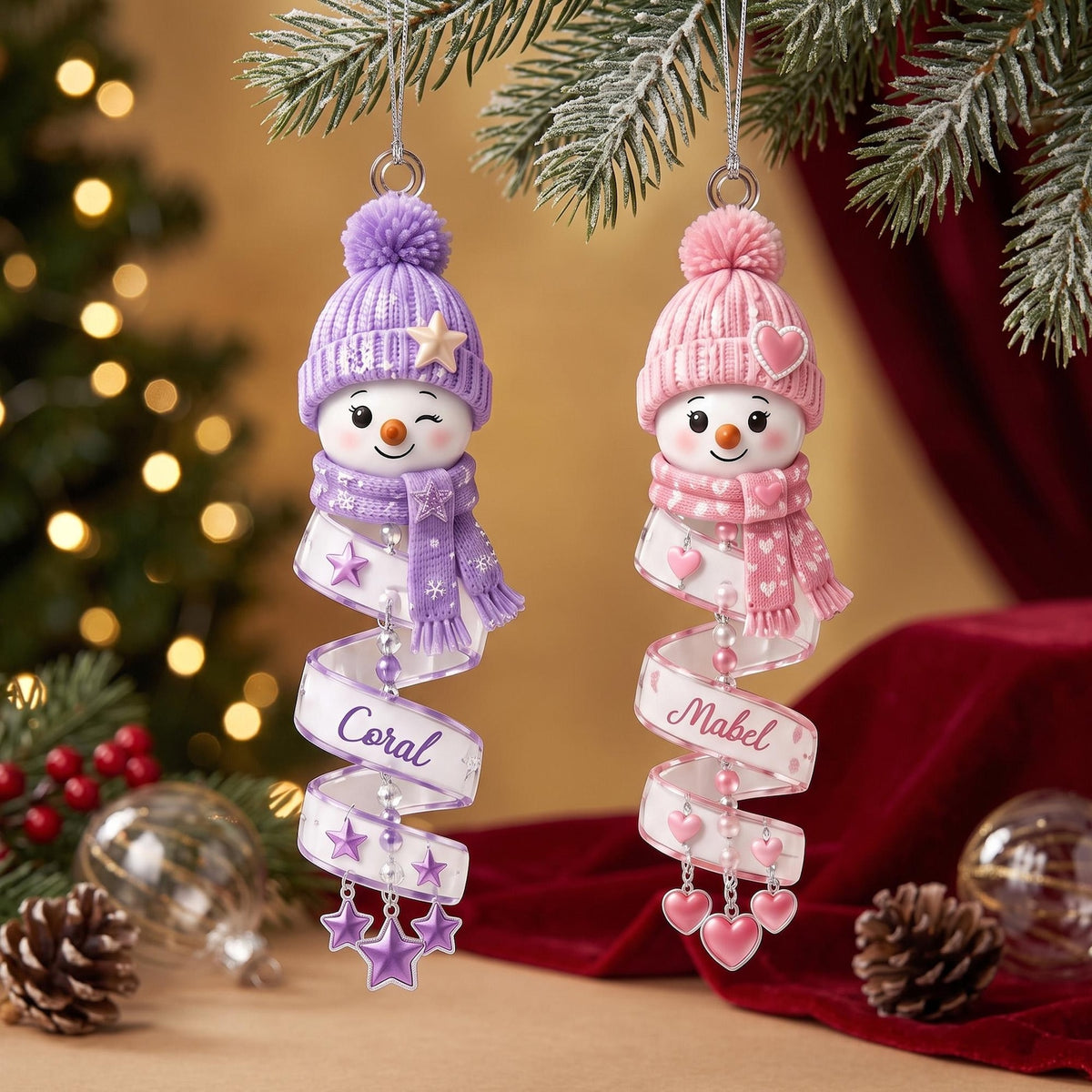 Custom Name Snowman Christmas Ornament
