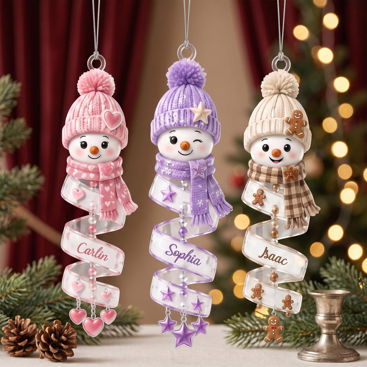 Custom Name Snowman Christmas Ornament