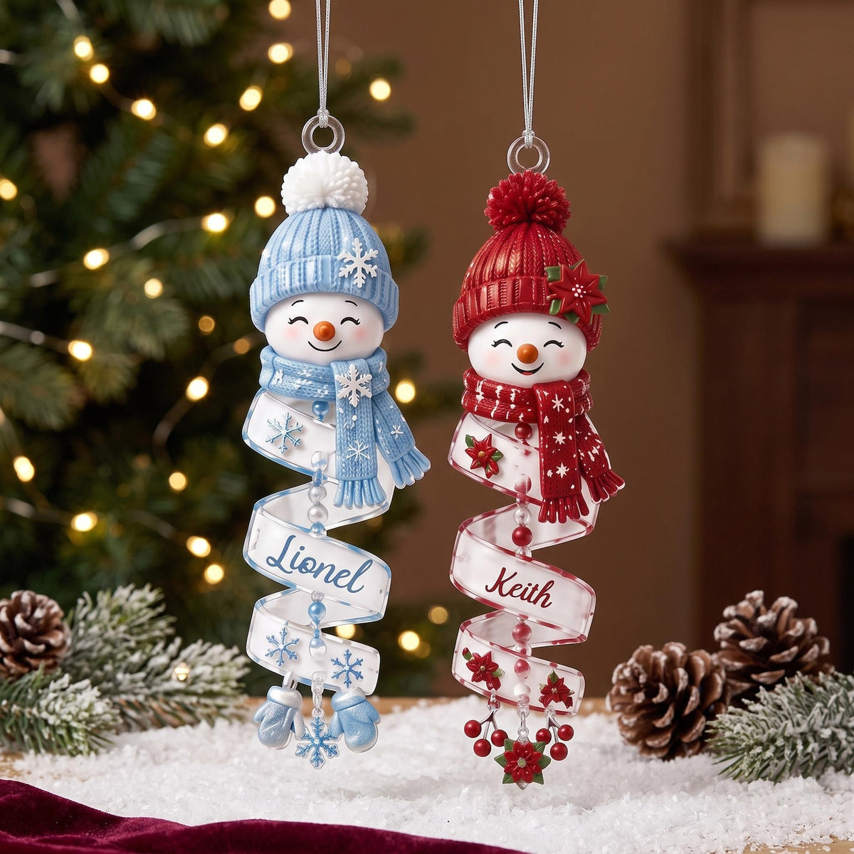 Custom Name Snowman Christmas Ornament