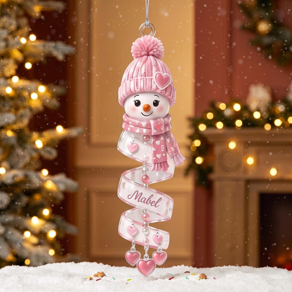 Custom Name Snowman Christmas Ornament