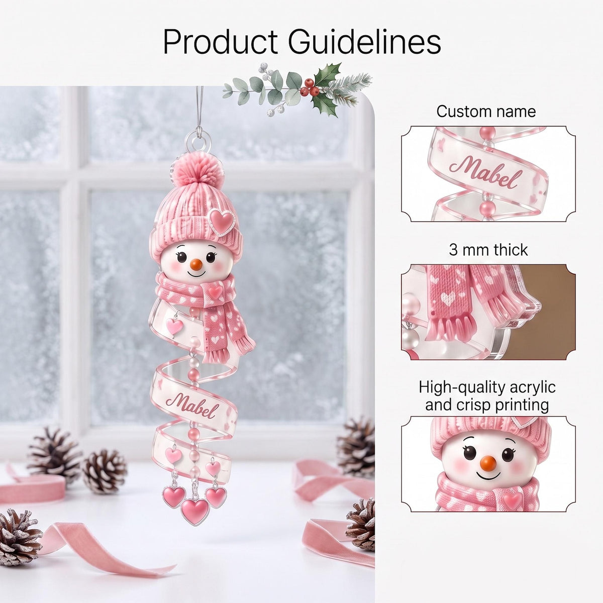 Custom Name Snowman Christmas Ornament