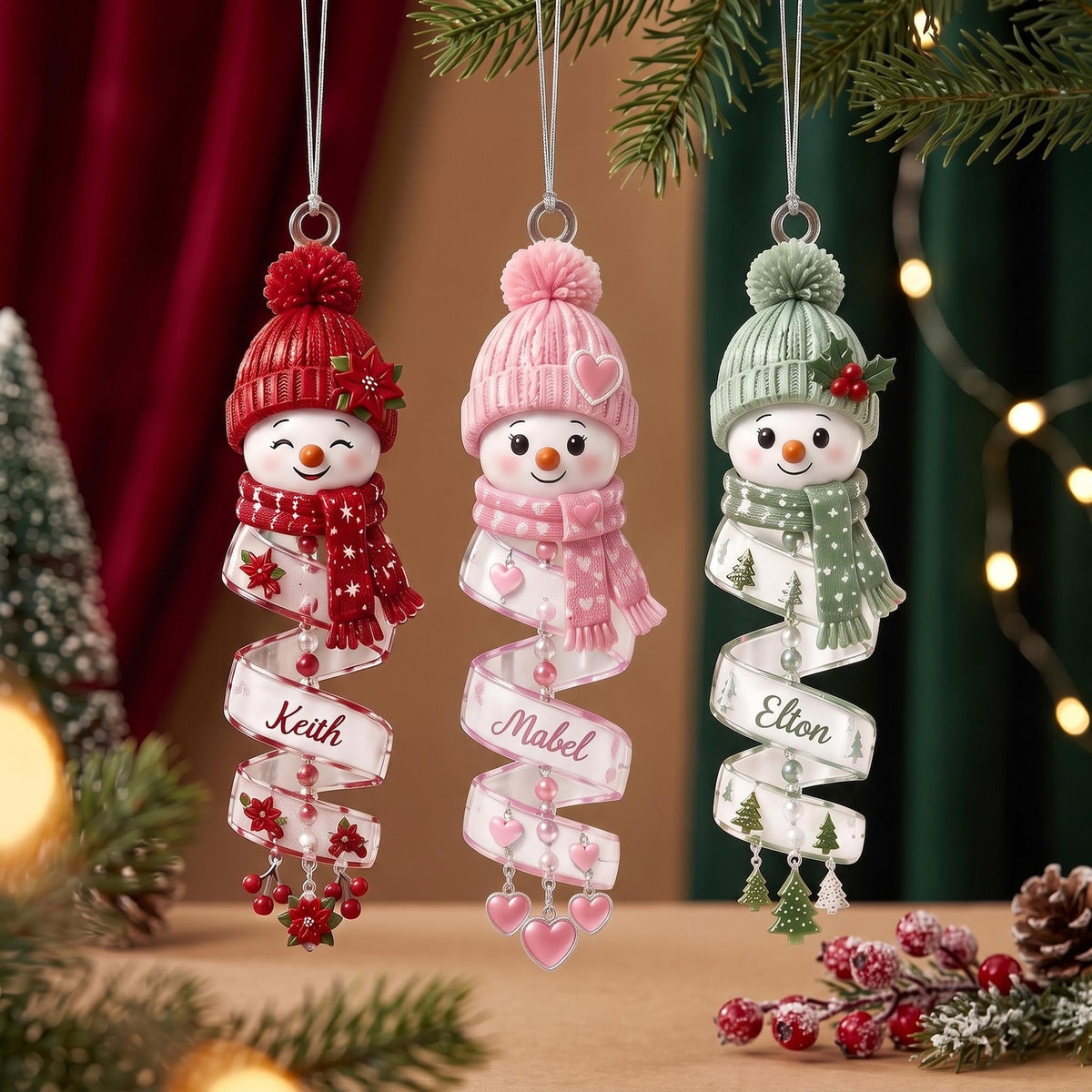 Custom Name Snowman Christmas Ornament