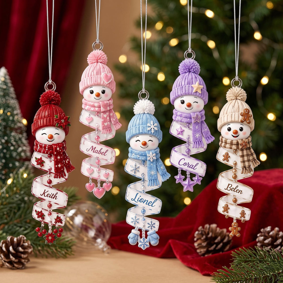 Custom Name Snowman Christmas Ornament