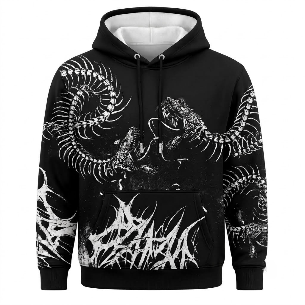 Black Spine Dark Art  Hoodie - Zip Up Hoodie
