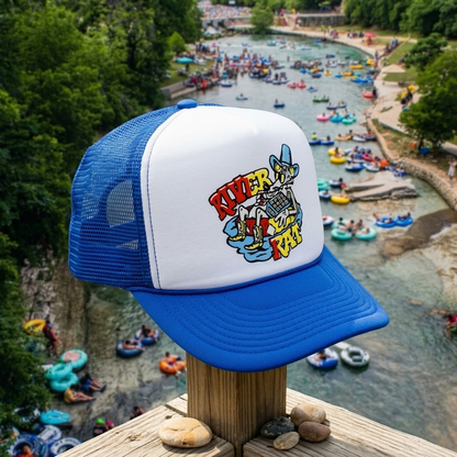 River Rat Trucker Hat Blue/WhiteMesh Cap Texas River Floating Tubing Summer