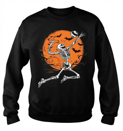 Volleyball Skeleton Women Men Volleyball Player Halloween Funny Volleyball Shirt