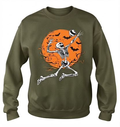 Volleyball Skeleton Women Men Volleyball Player Halloween Funny Volleyball Shirt