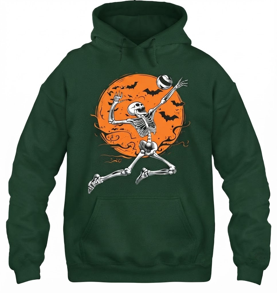 Volleyball Skeleton Women Men Volleyball Player Halloween Funny Volleyball Shirt
