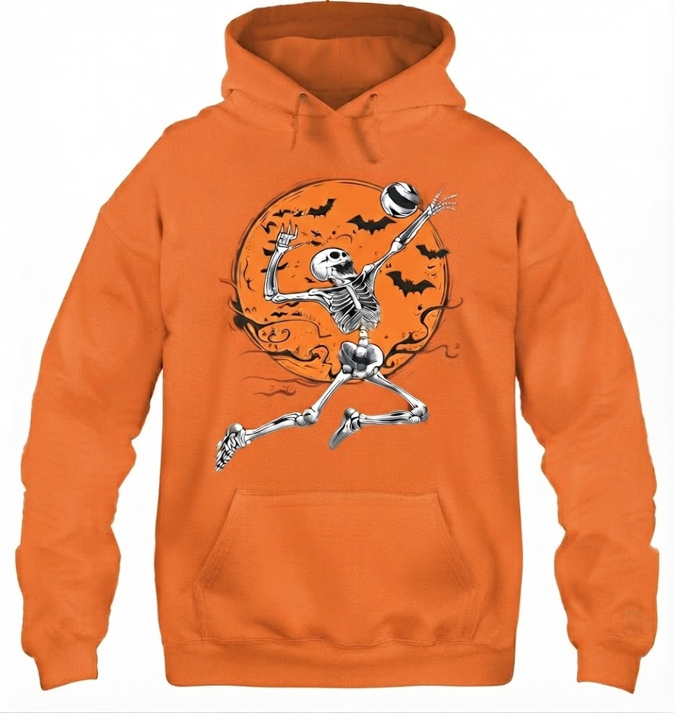 Volleyball Skeleton Women Men Volleyball Player Halloween Funny Volleyball Shirt