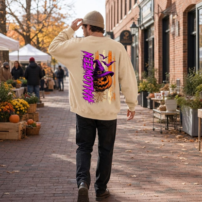 Spooky Halloween Witch Pumpkin Purple Bat Shirt