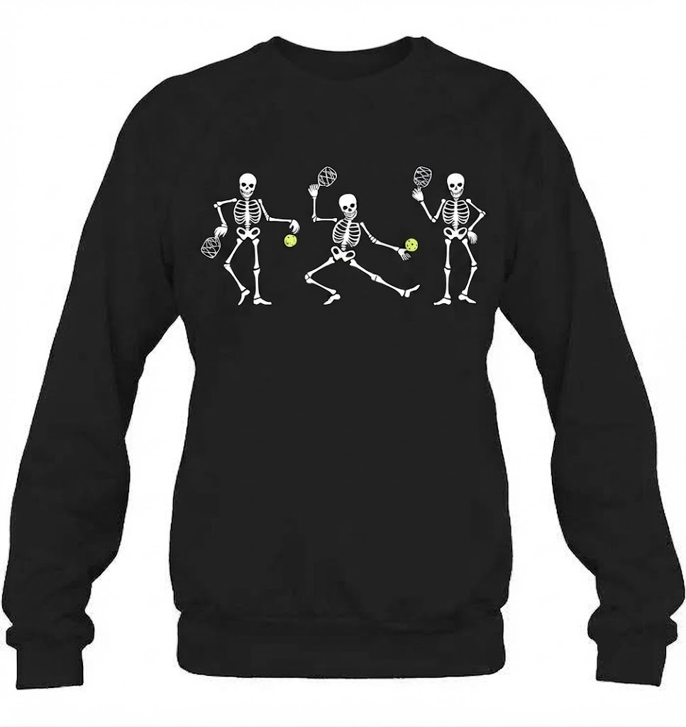 Halloween Pickleball Costume Skeletons Playing Pickleball Shirt