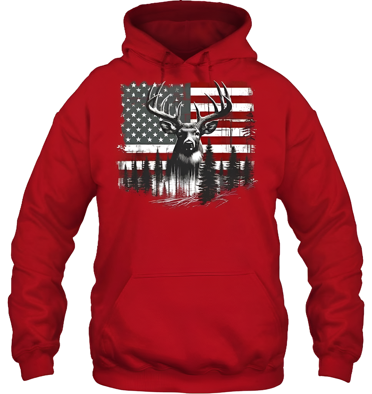 Deer Hunting American Flag Whitetail Buck Antlers Hunting Shirt