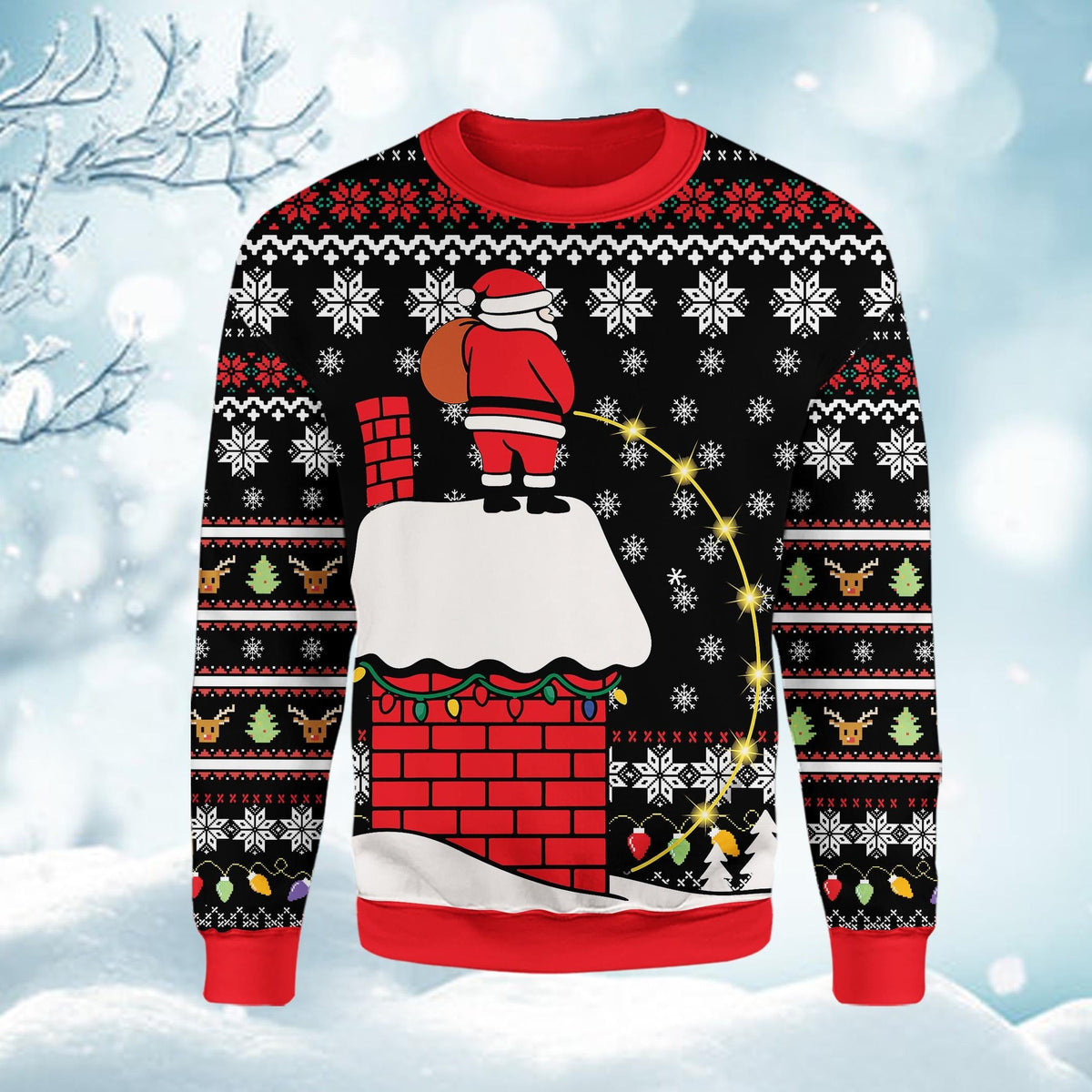 Funny Santa on Chimney Christmas Sweater