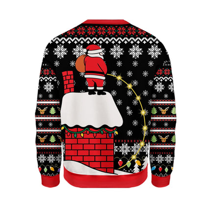Funny Santa on Chimney Christmas Sweater