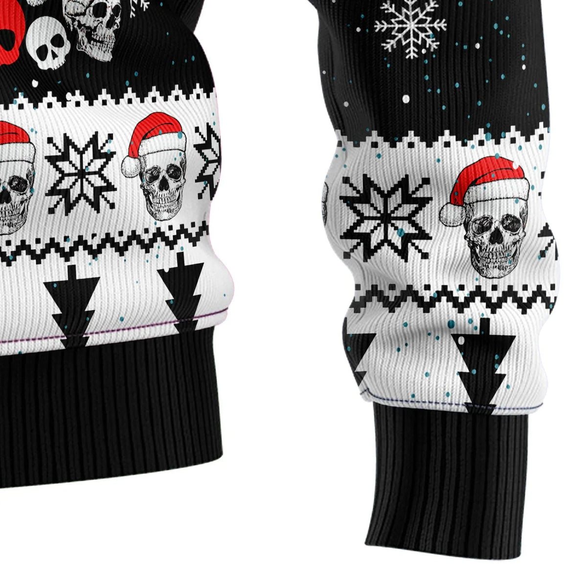 Punk Rock Santa Skull Pine Tree  Ugly Christmas Sweater