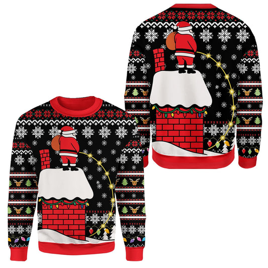 Funny Santa on Chimney Christmas Sweater