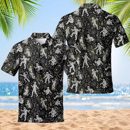 Mummy Coffin Black Cat Polo Shirt