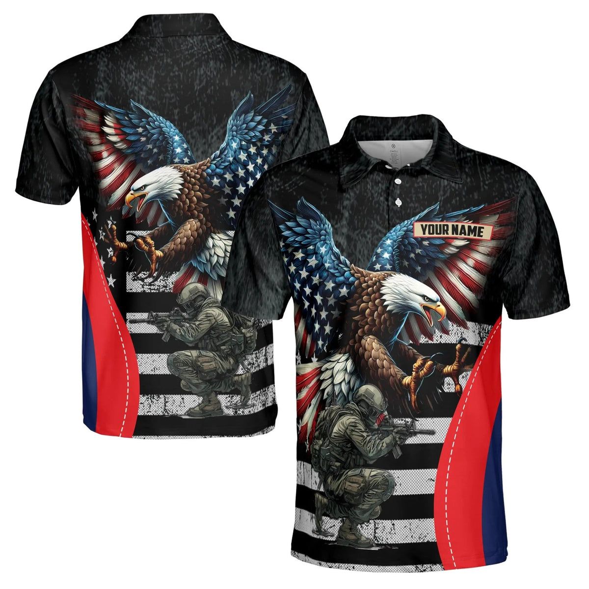 Custom Name U.S. Veteran Eagle Polo Shirt