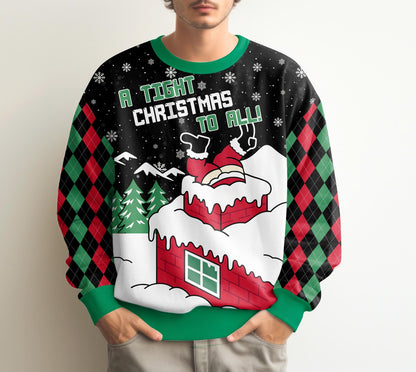 Funny Santa on Chimney Christmas Sweatshirt