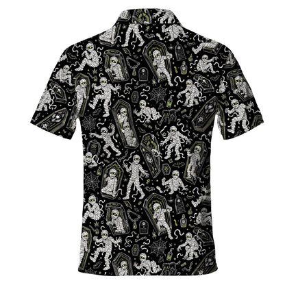 Mummy Coffin Black Cat Polo Shirt
