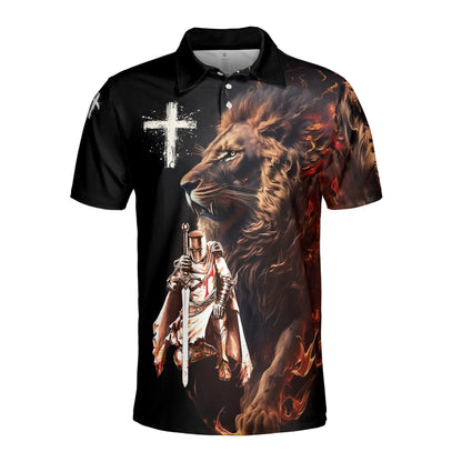 Knight Templar Lion of Judah Grunge Polo Shirt