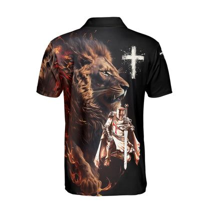 Knight Templar Lion of Judah Grunge Polo Shirt