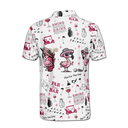 Funny Flamingo Par Then Bar Golf Polo Shirt