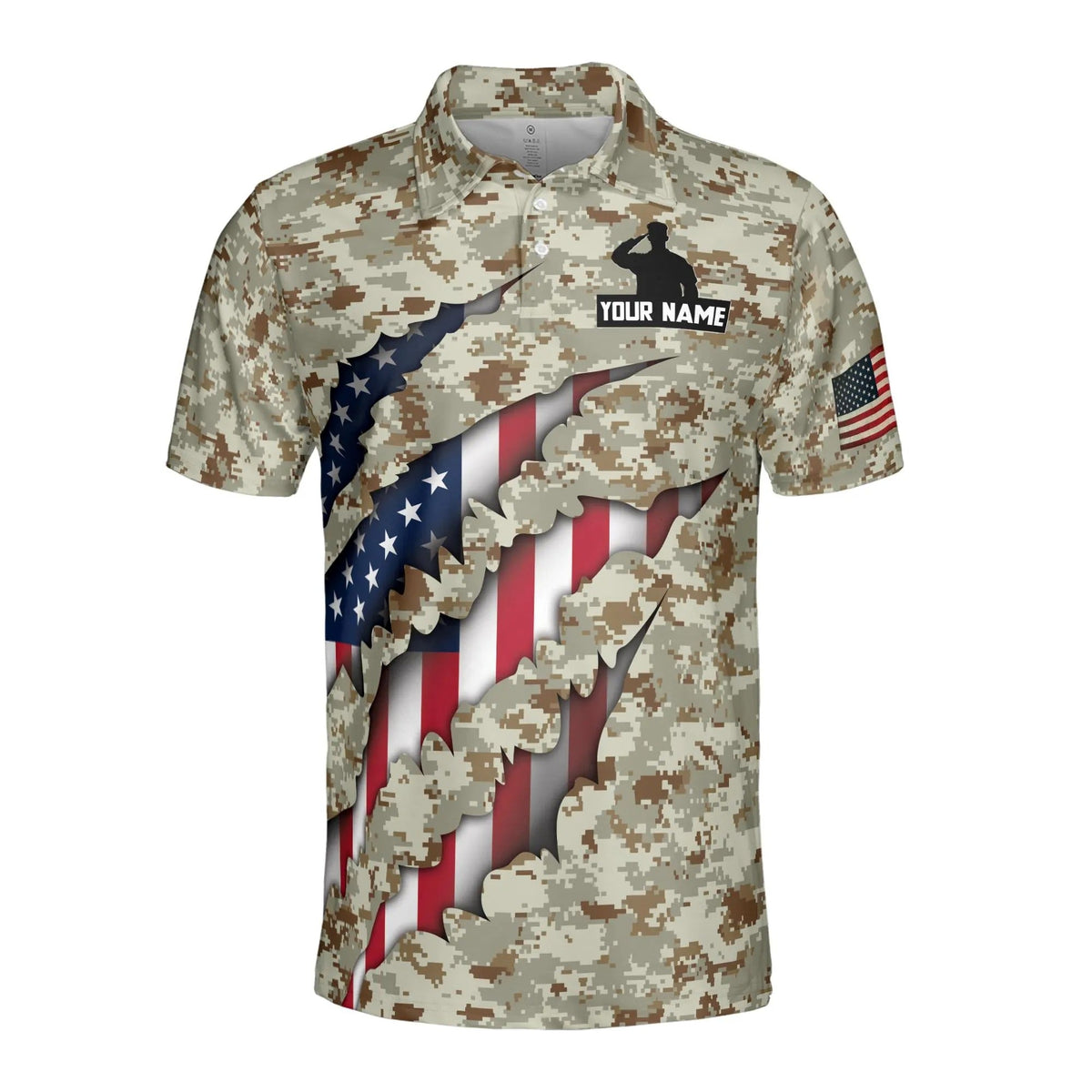 Custom Name Veteran Camo Polo Shirt