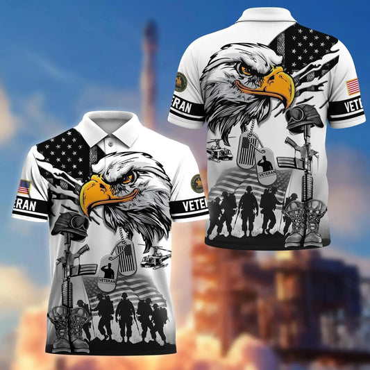 Veteran Eagle Patriotic Golf Polo Shirt