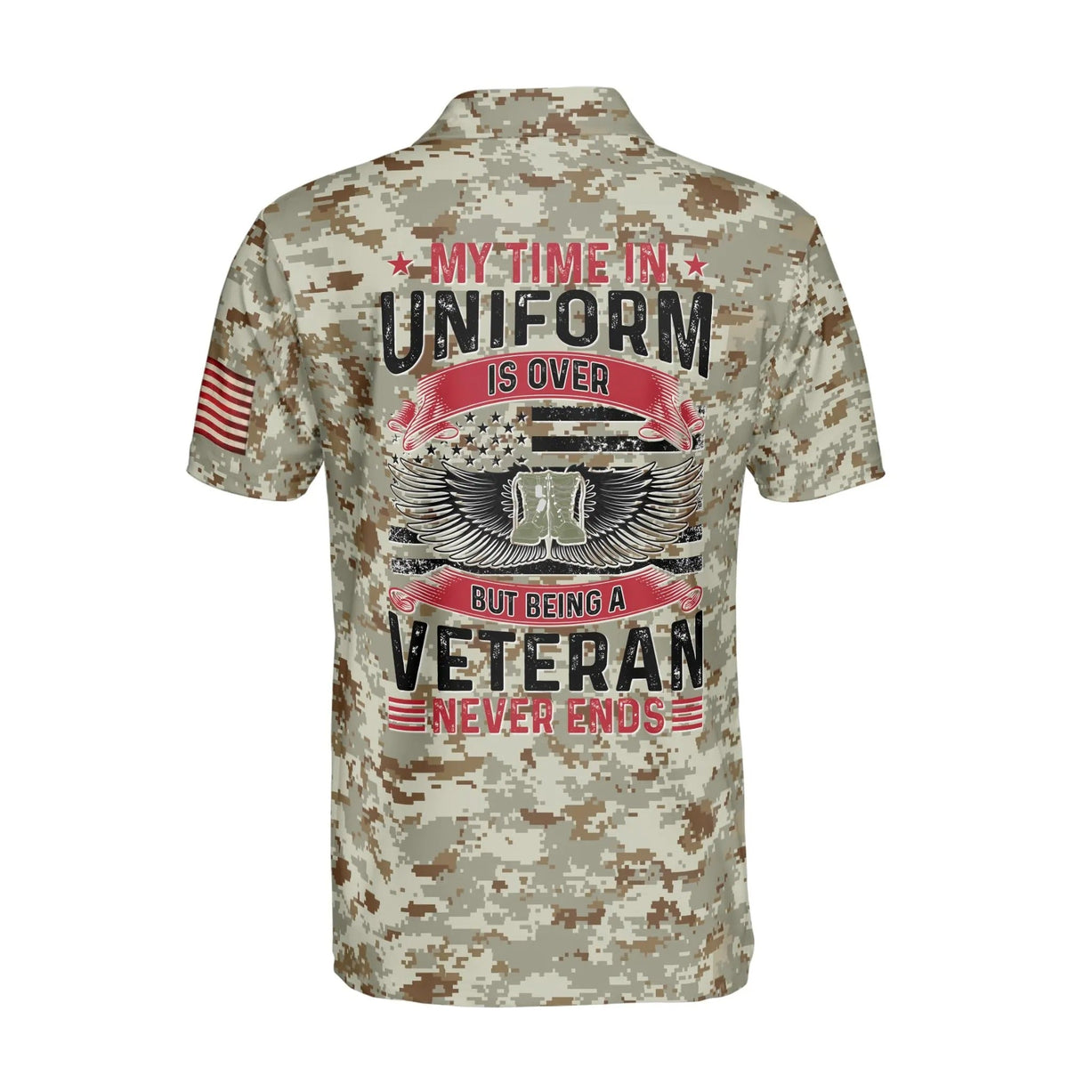 Custom Name Veteran Camo Polo Shirt
