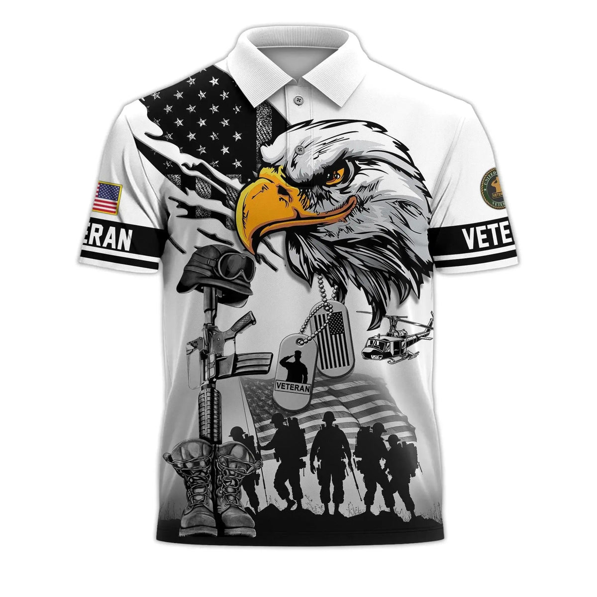 Veteran Eagle Patriotic Golf Polo Shirt