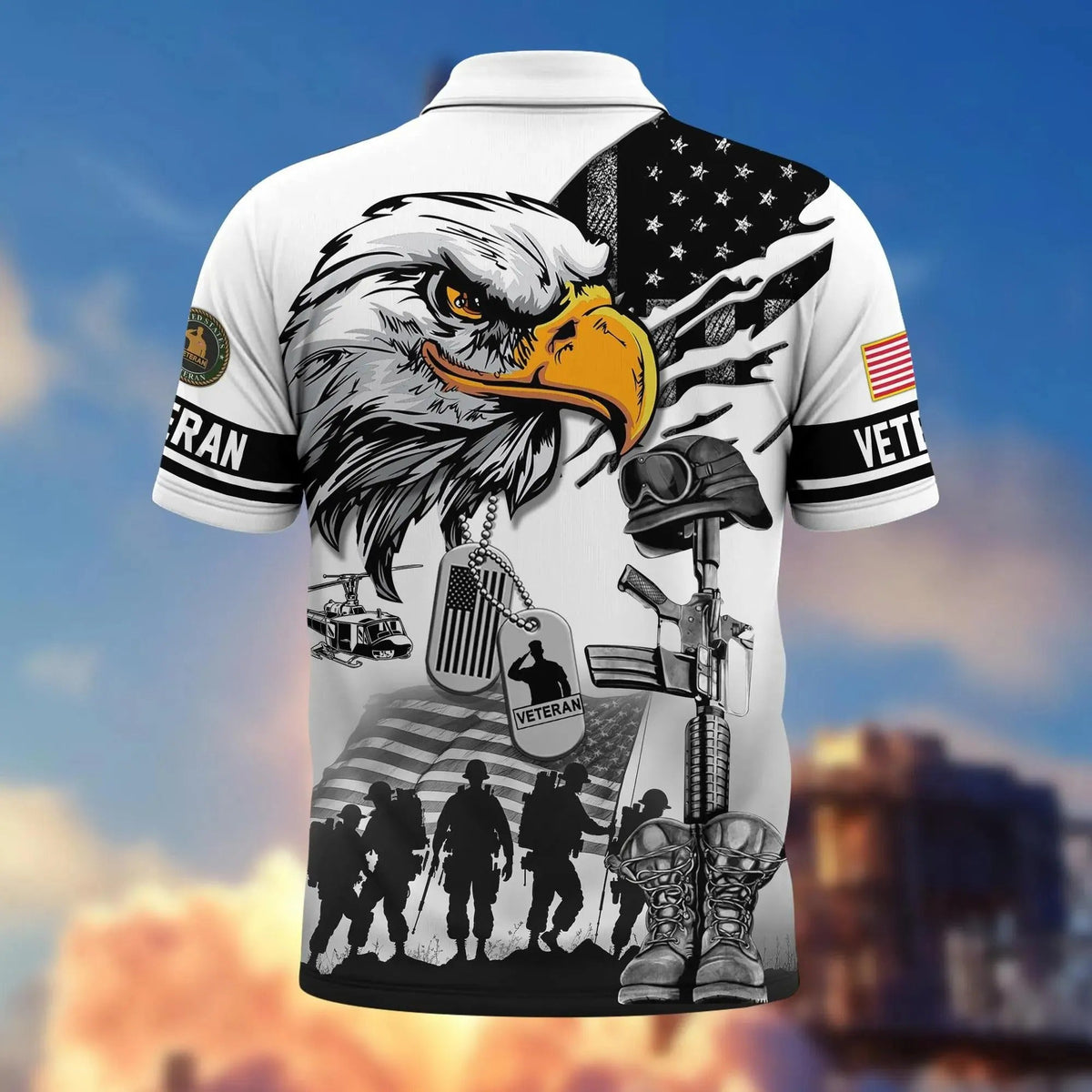 Veteran Eagle Patriotic Golf Polo Shirt